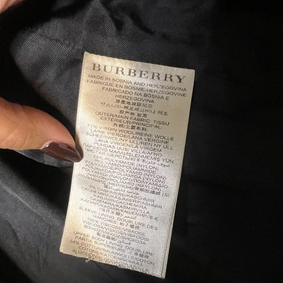BURBERRY Daylesmoore Double Breasted Wool Cashmere Black Trench Coat Size 8 - Picture 10 of 15